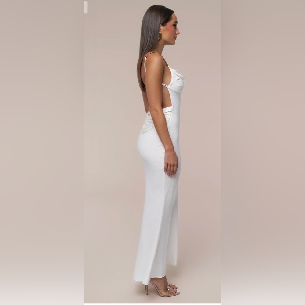Jlux label IVORY GETAWAY LINEN MAXI DRESS size small new - Picture 2 of 4